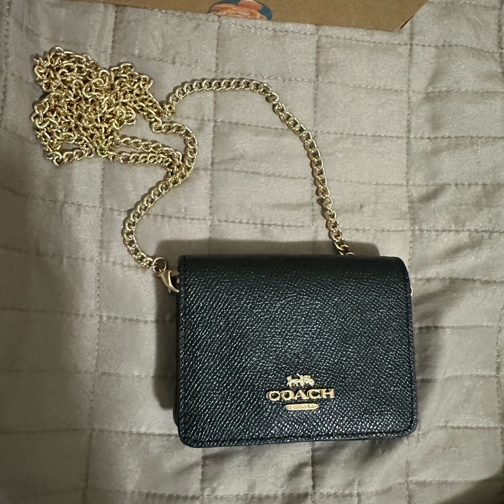 Coach Mini Wallet On Chain Gold/Black Gem
